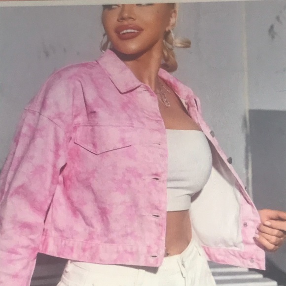 SHEIN Jackets & Blazers - 🫐 Pink tie dye denim cropped jacket
